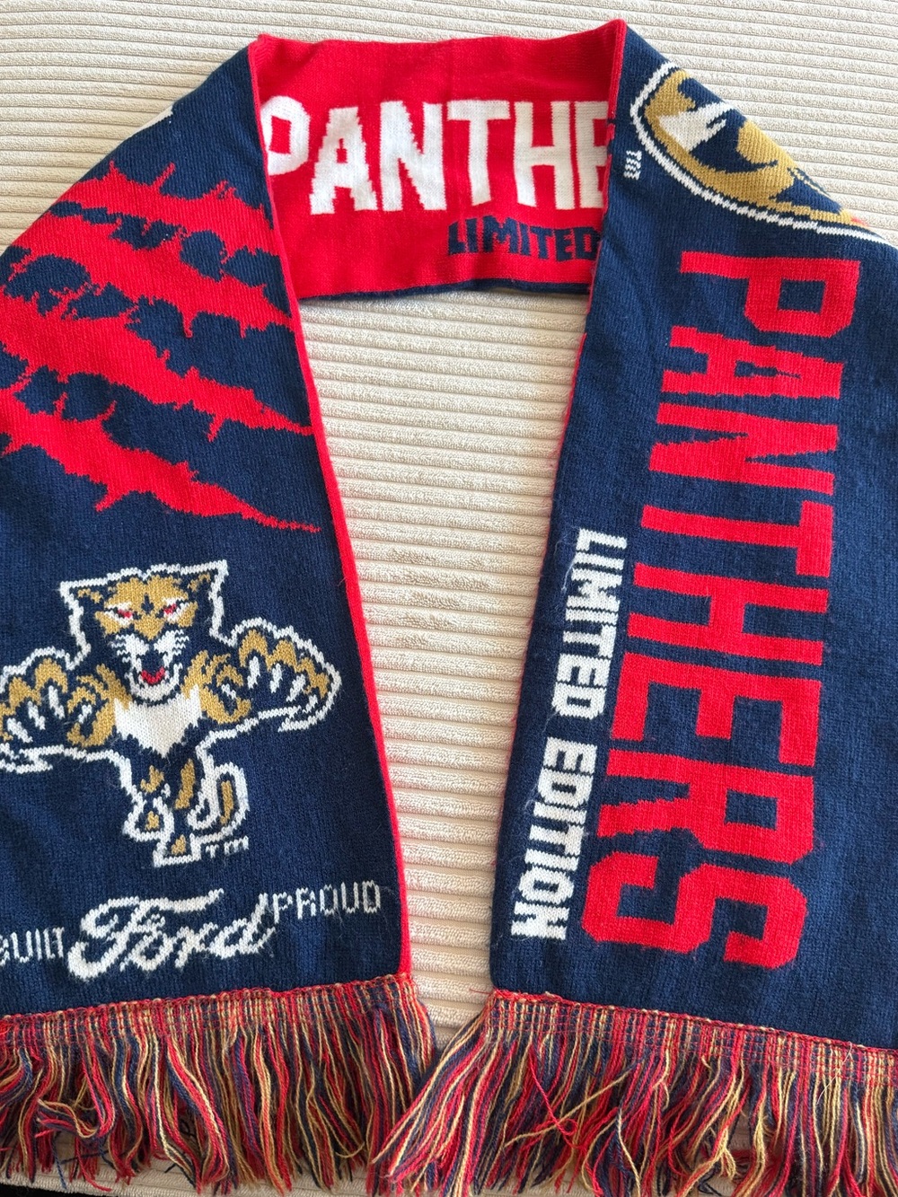 Florida Panthers NHL hockey scarf sponsored by Ford